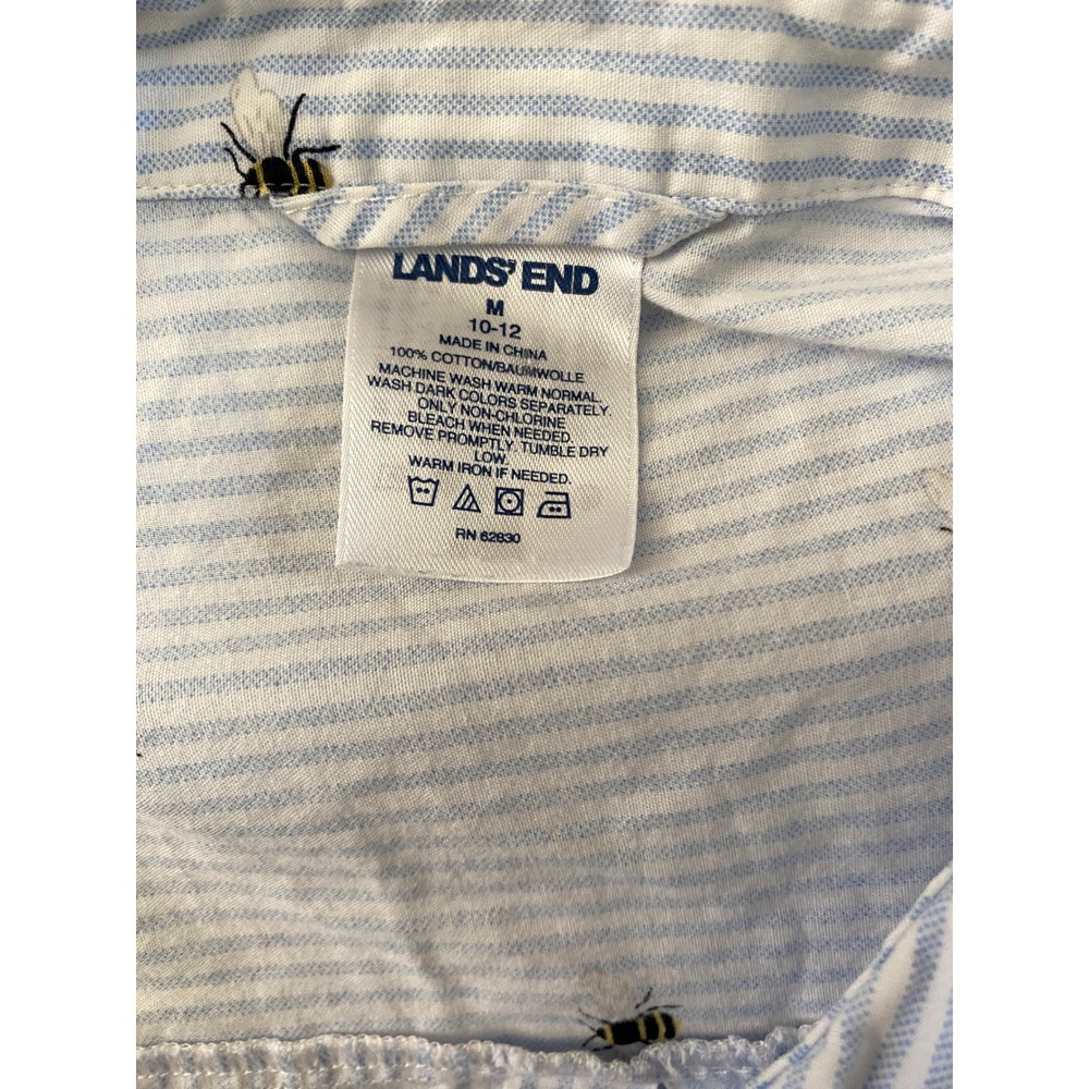 Lands End Womens Striped Honey Bee Cotton lounge Dress Nightgown relaxed M 10-12 - Picture 3 of 9